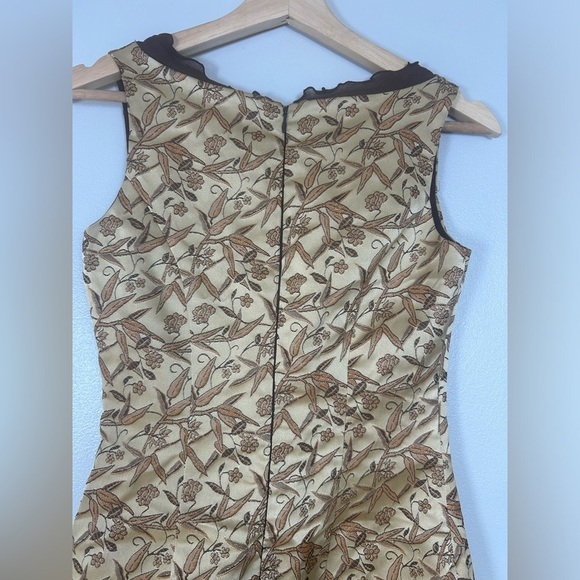 Vintage Betsey Johnson Chocolate Brown Gold Mini Dress - Picture 6 of 13